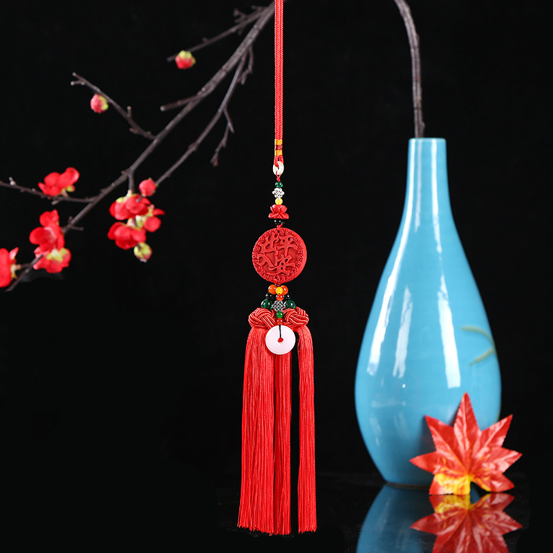 Bộ Khánh treo kính hậu Ngọc Bội “ Thượng lộ bình an” Hoa Sen dành cho xe ô tô, xe hơi, Kèm hộp gấm lót Nhung nỉ