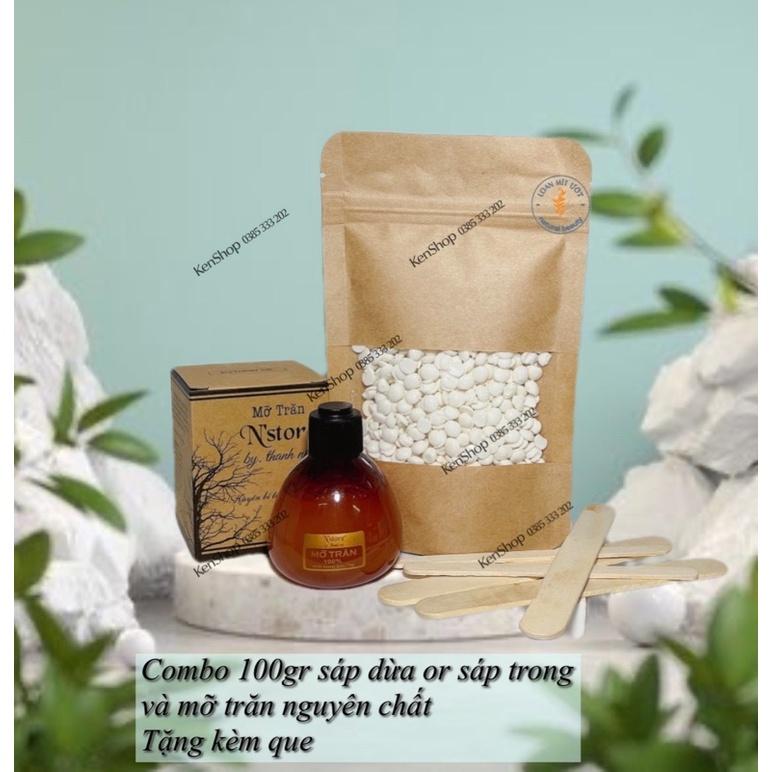 Combo triệt lông mỡ trăn nguyên chất và 100gr sáp siêu bám lông coconut & sáp trong