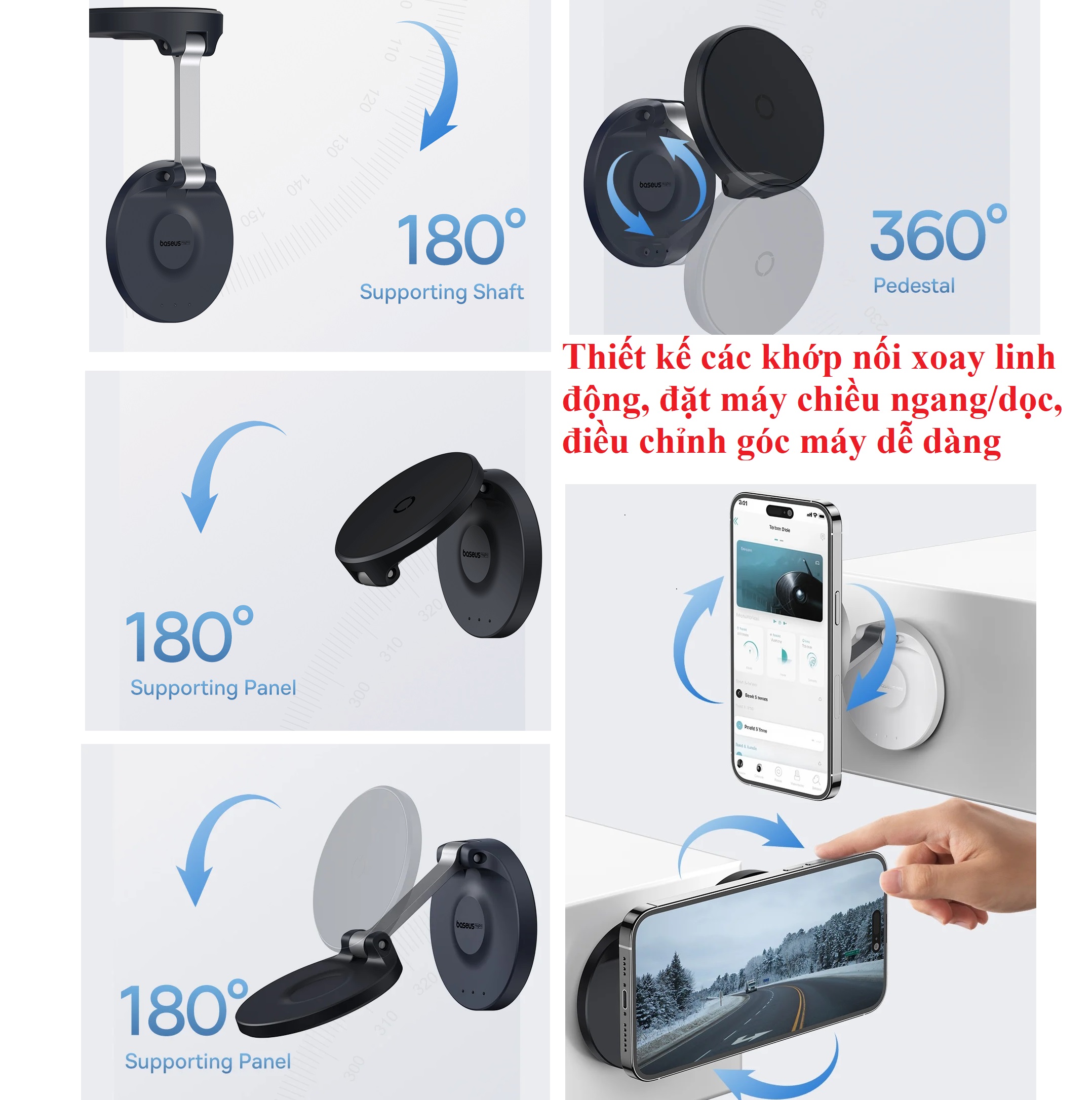 Giá đỡ điện thoại dán tường hít nam châm dạng gậpcho iphone Baseus MagPro Foldable Phone Mount BS-HP016 _ hàng chính hãng