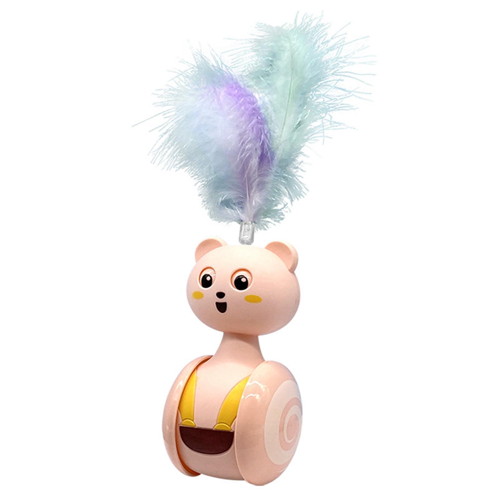 Cat Toys Funny Automatic Rotating Cat Tumbler Feather Pink