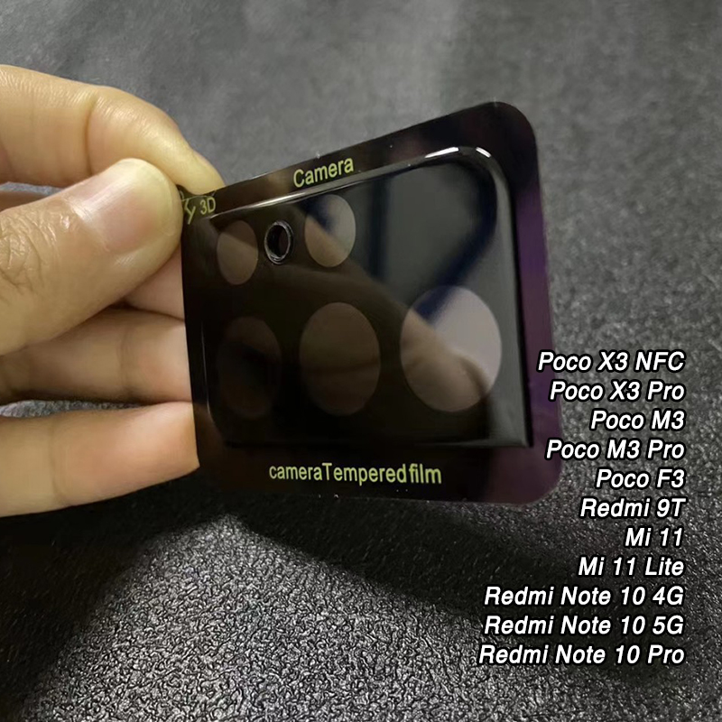 Cường lực camera full đen cho các dòng máy Xiaomi, Redmi Note 10 4G - 5G / Note 10 Pro 4G / Note 9S - 9 Pro / Poco F3 - M3 - M3 Pro - X3 NFC - X3 Pro / Redmi 9T / Mi 11 Lite - Mi 11