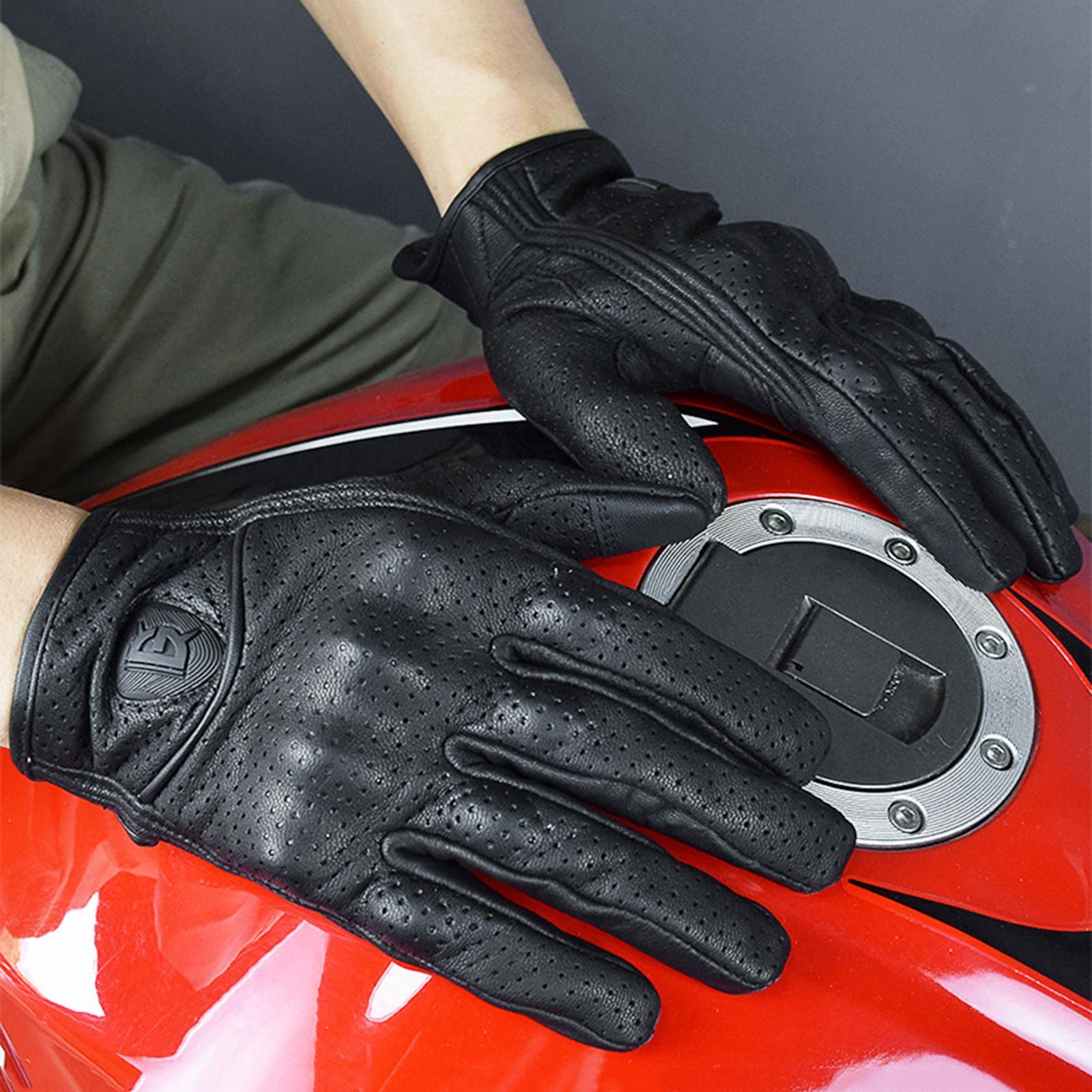 Leather Motorbike Gloves Summer Full Finger Touchscreen for Men Women