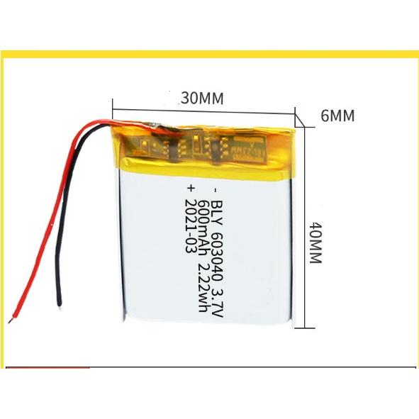 Pin Sạc Lithium Polymer 603040 3.7V 600mah Cho tai nghe,loa Mp3 MP4 MP5 GPS PSP Bluetooth