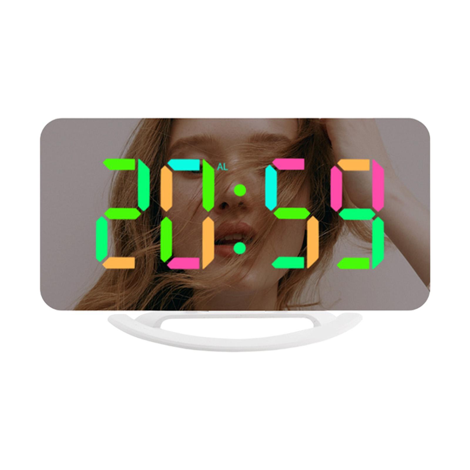 LED Alarm Clock Digital Clock Colorful Snooze Modern LED Clocks 12H 24H Display Electronic Desktop Clock for Hall Bedroom Wall Decor Teens