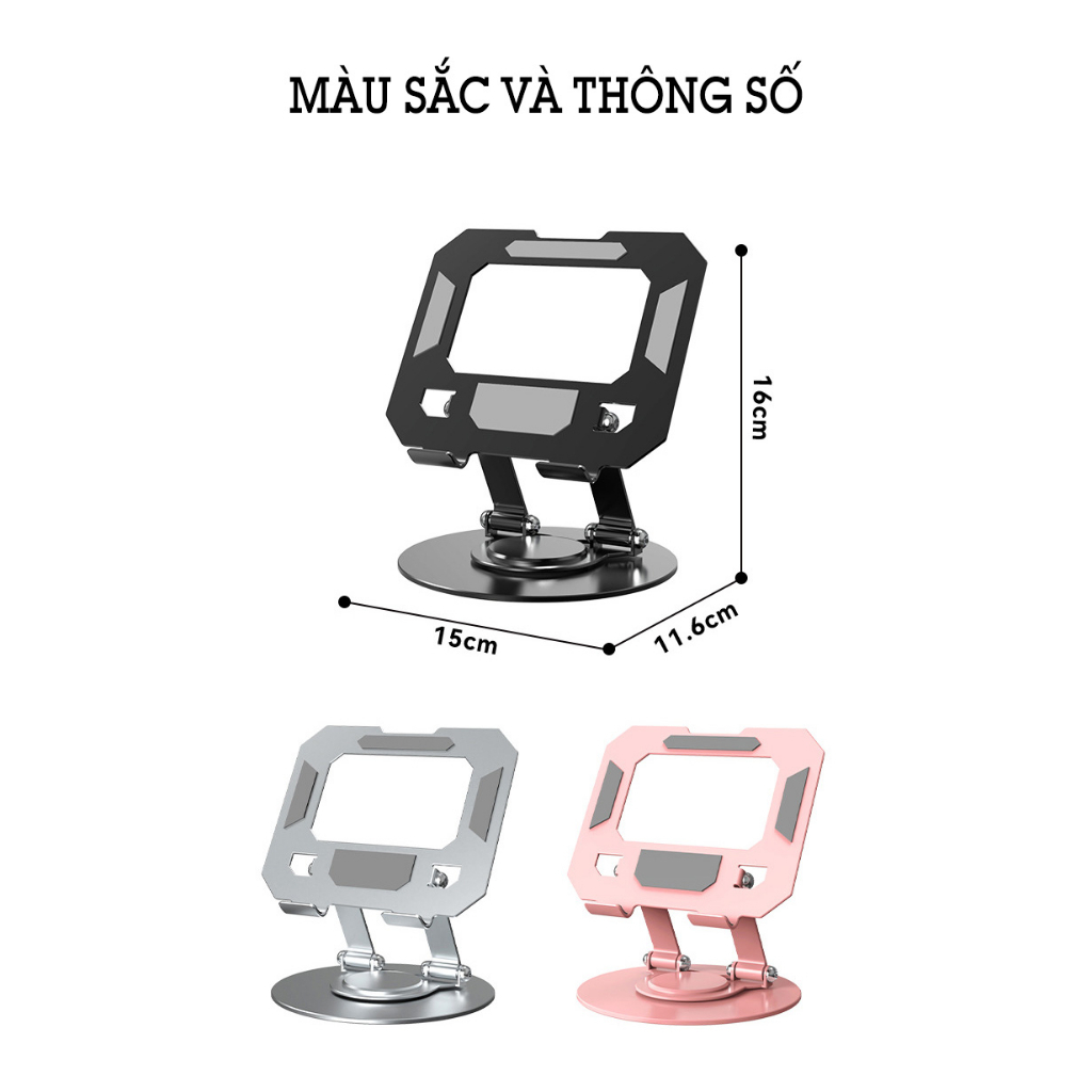 Giá Đỡ Máy Tính Bảng Hợp Kim Nhôm Để Bàn Xoay 360 Độ Cho Điện Thoại, Máy Tính Bảng L08 - Hàng Chính Hãng