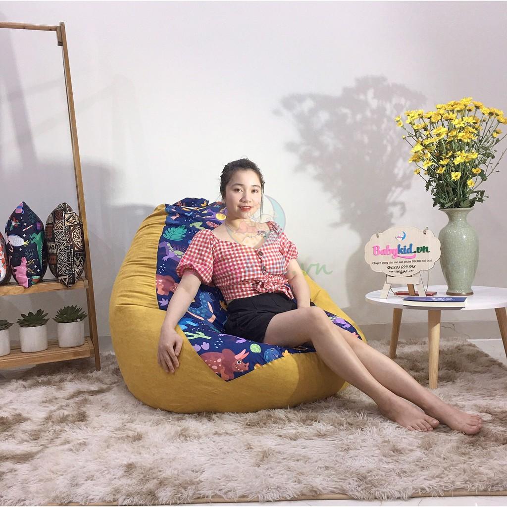 Ghế xốp đa năng dáng lê TONE VÀNG Babykid, chất vải thô Nhật full