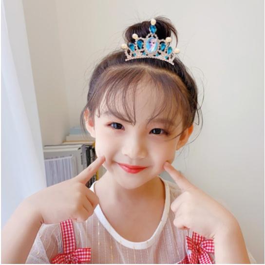 Kẹp tóc hình vương miện ELSA đính đá, đính ngọc trai cho bé gái