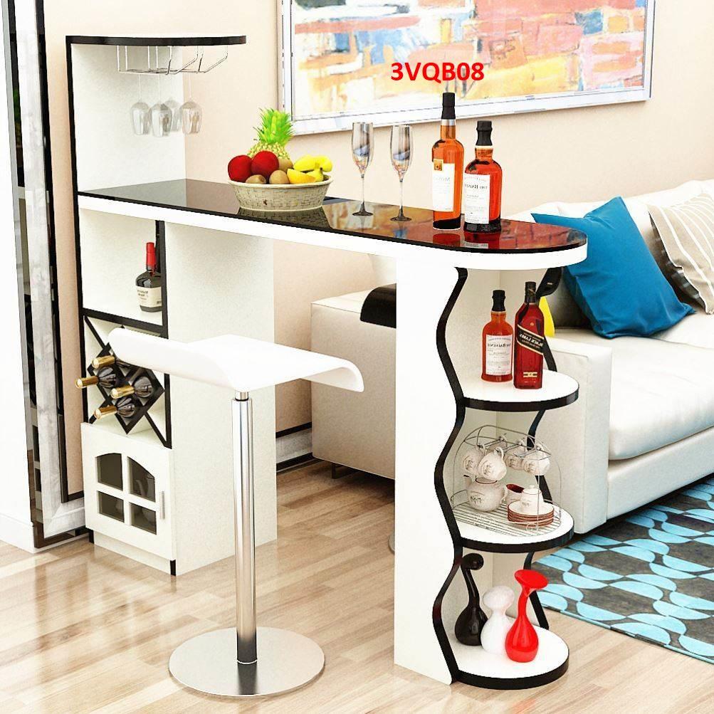 Hình ảnh Quầy bar mini, quầy bar kiêm vách ngăn phòng khách nhà bếp 3VQB08 ( Không kèm ghế )