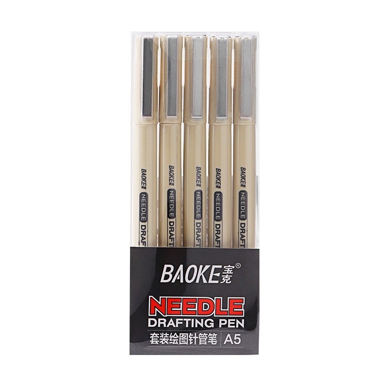 Set 5 bút kim số 5 Size ngòi Baoke A5 - mực đen (0.05, 0.1, 0.3, 0.5. 0.7mm)