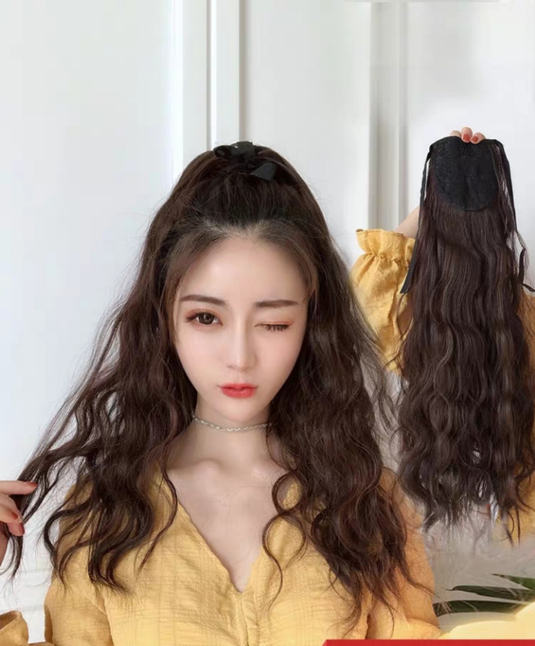 Tóc giả cột xù mì siêu xinh. Giống y tóc thật và đẹp hơn tóc thật. Chất tóc tơ loại 1 có thể dùng nhiệt để bấm uốn , duỗi gội thoải mái