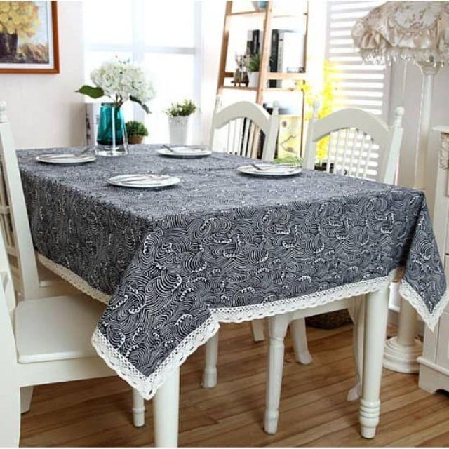 Khăn bàn canvas họa tiết sóng biển