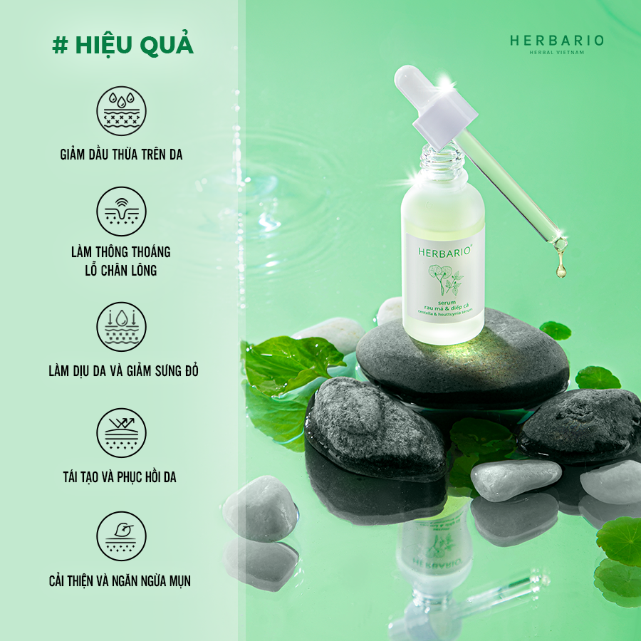 Serum rau má & diếp cá Herbario 30ml sạch mụn thuần chay