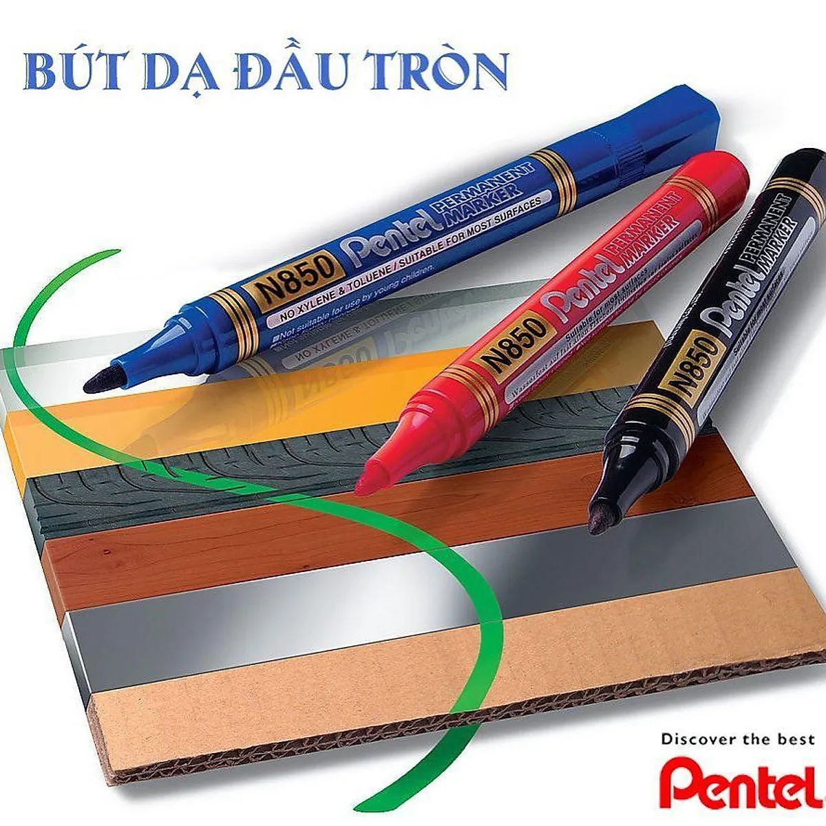 Bút dạ dầu Pentel N850 - Mực nhanh khô không nhòe khi thấm nước - Viết được trên nhiều chất liệu