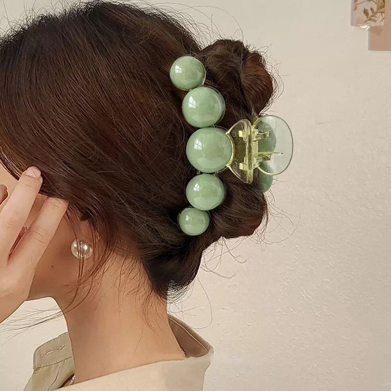 Kẹp cặp tóc càng cua hàn quốc đính ngọc trai phong cách tiểu thư cute xinh dễ thuong cho nữ màu xanh ngọc