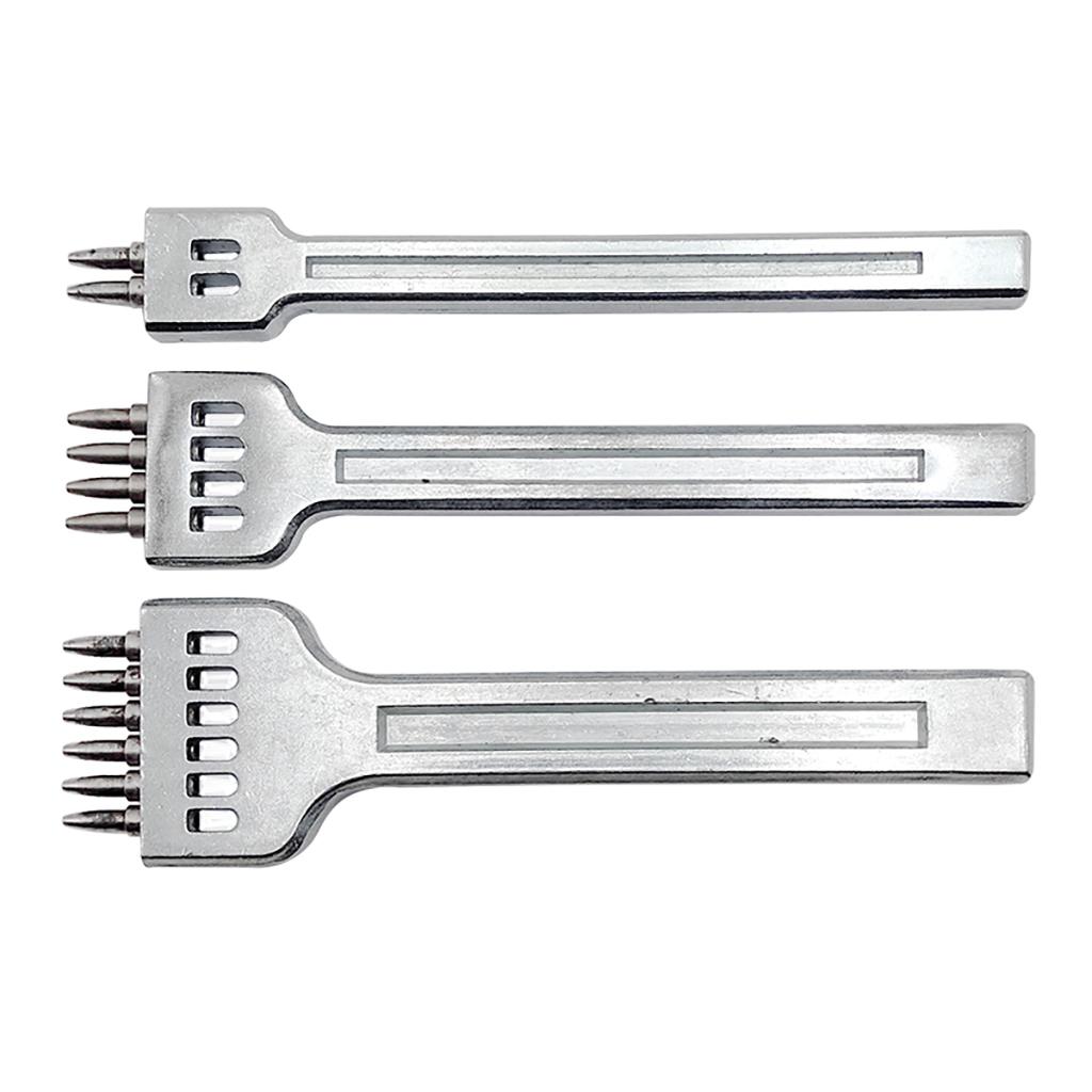3x Steel Leather DIY Punch Tool Leather Craft Tooth Punch 2/4/6 Prong