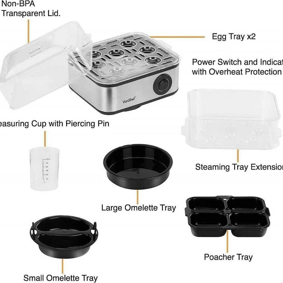 Máy luộc trứng và làm trứng Omelette 3 in 1 Vonshef Hàng chính hãng