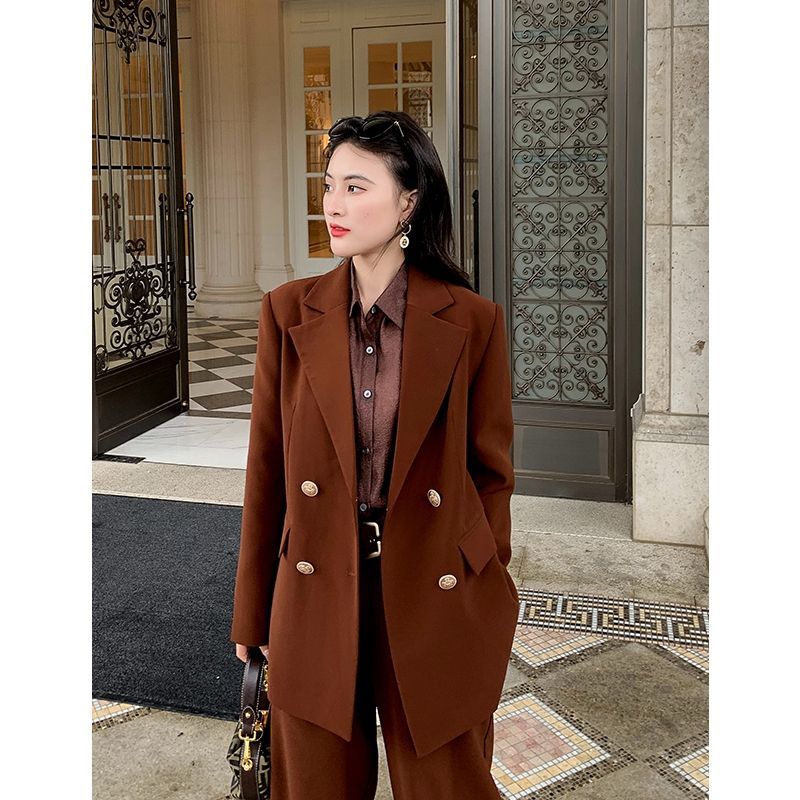 Áo khoác blazer nữ áo khoác vest nữ 2 lớp có đệm cầu vai màu Nâu CHOCCO MẪU MỚI NHẤT 2025
