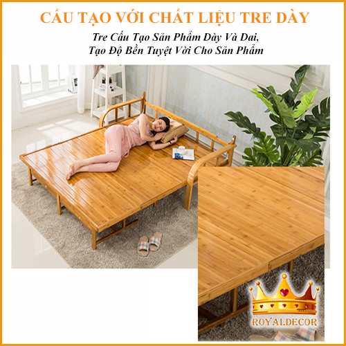 Giường Tre Thông Minh Đa Năng Cho Bà Đẻ, Giường Xếp Thành Ghế Sofa Tiện Lợi Chất Liệu Tự Nhiên, Bề Mặt Nhẵn Mịn, Không Lo Cái Nóng Của Mùa Hè - RoyalDecorHN