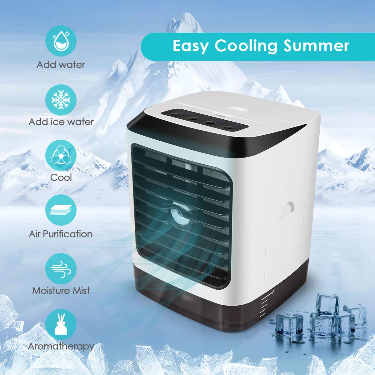 Máy làm mát không khí cá nhân Personal Air Cooler, Upgraded 4 in 1 Portable Evaporative Conditioner
