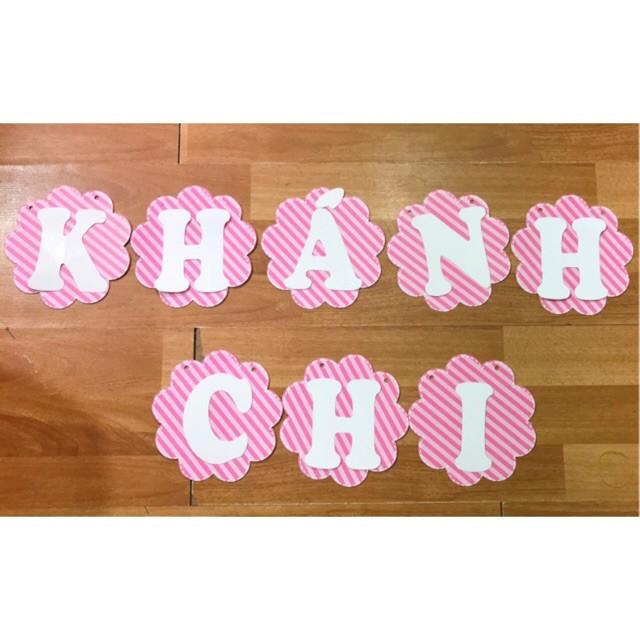 Dây chữ ghép tên có dấu phụ kiện trang trí sinh nhật, thôi nôi, đầy tháng cho bé trai, bé gái nhiều họa tiết - BOBABO