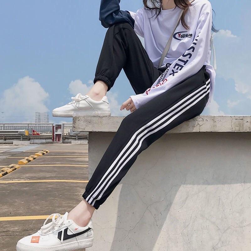 Quần bà bầu dài thu đông da cá chéo thái thể tho bo gấu ba kẻ sọc jogger thời trang cao cấp đẹp giá rẻ QBSoc