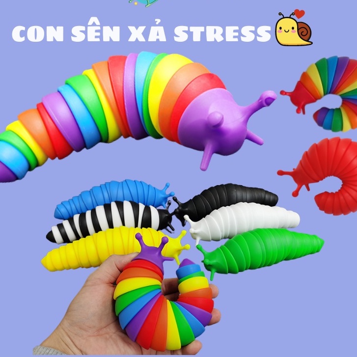 Đồ chơi giải trí trẻ em, người lớn - Con Sên xả stress, Con sâu vui nhộn nhiều màu ngộ nghĩnh, giải stress