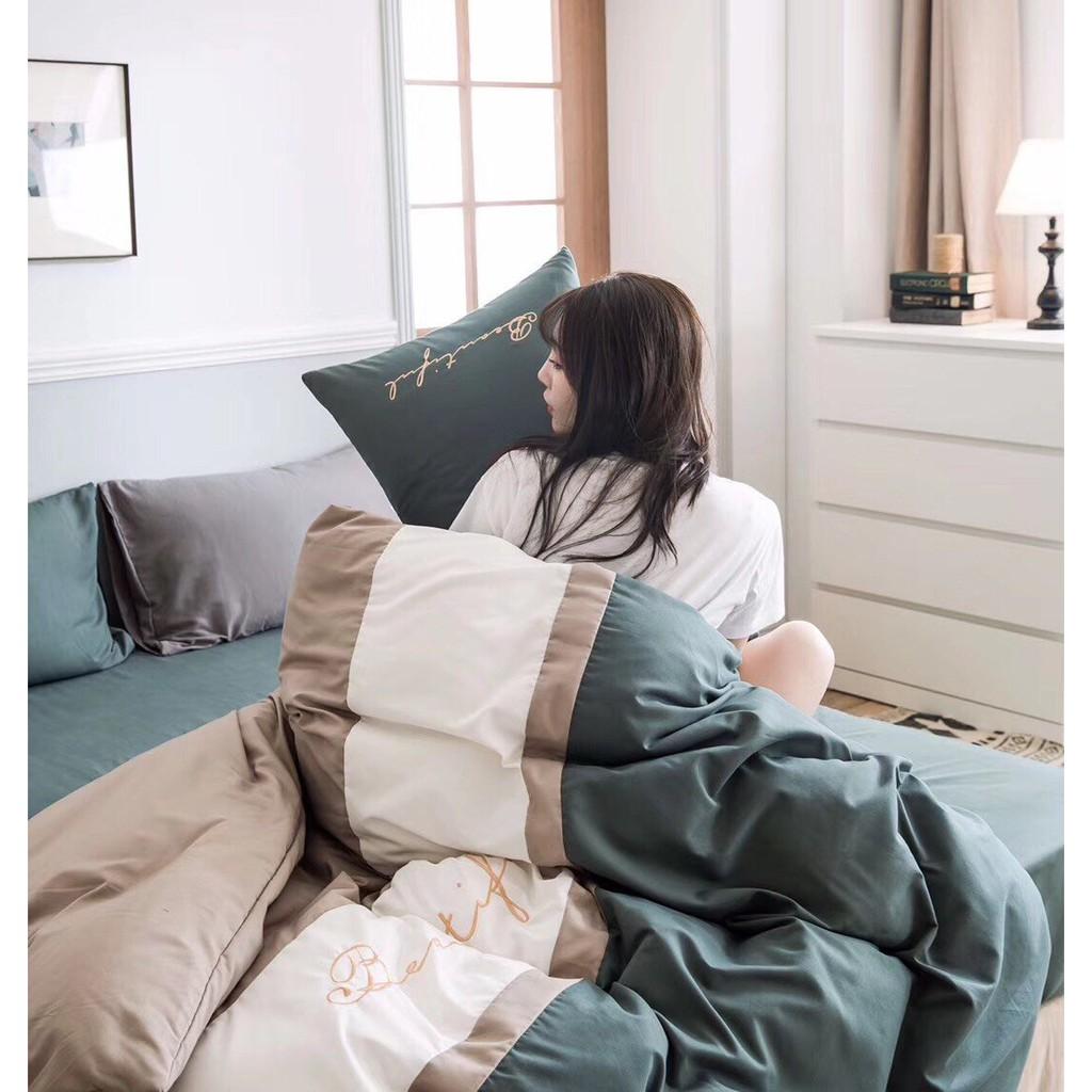 Bộ 5 Món Vỏ Chăn Ga Gối Cotton Tici Xuất Nhật Beauty Phối Màu