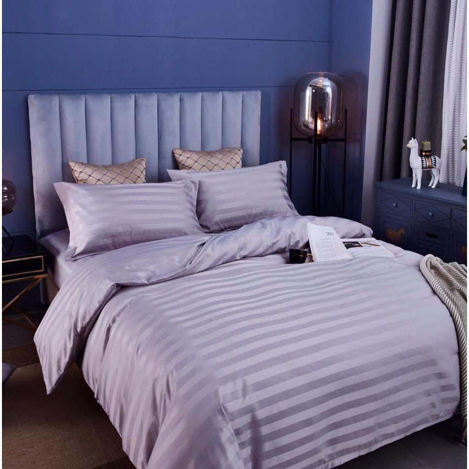 Bộ Chăn Drap Gối COTTON SỌC 3F Vải Cotton Lụa Bóng Hàng Chuyên Cho Gia Đình Và Khách Sạn