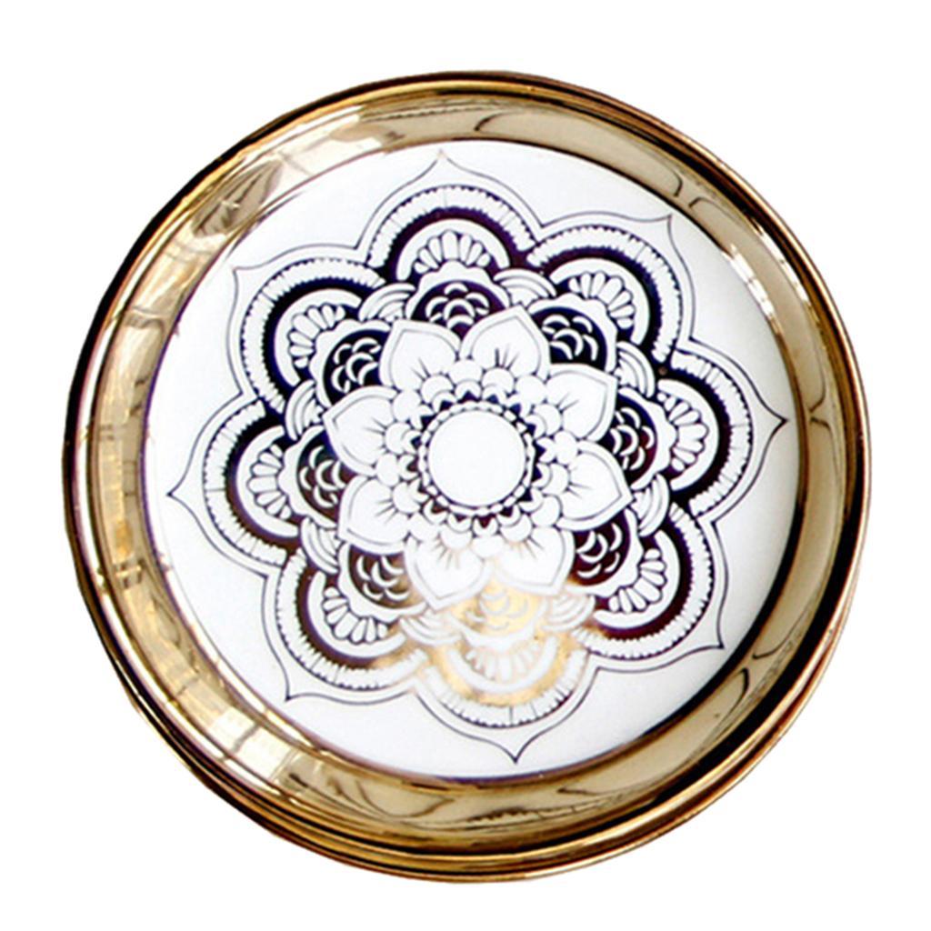 2X Nordic Style Ceramic Small Dishes Circle Trinket Tray Gold Trim Style-02