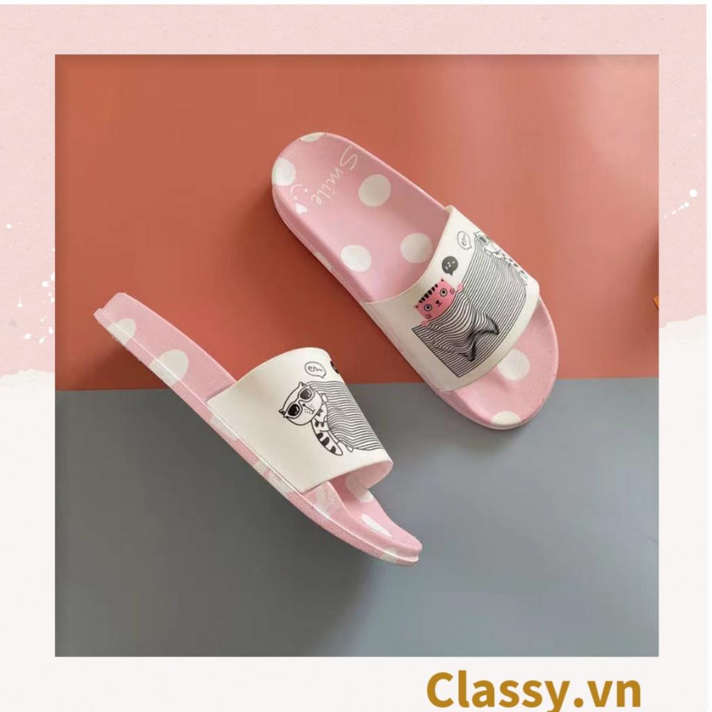 XẢ KHO Dép quai ngang nam nữ Classy họa tiết chấm bi đáng yêu, siêu êm, siêu bền G1120 - HỒNG