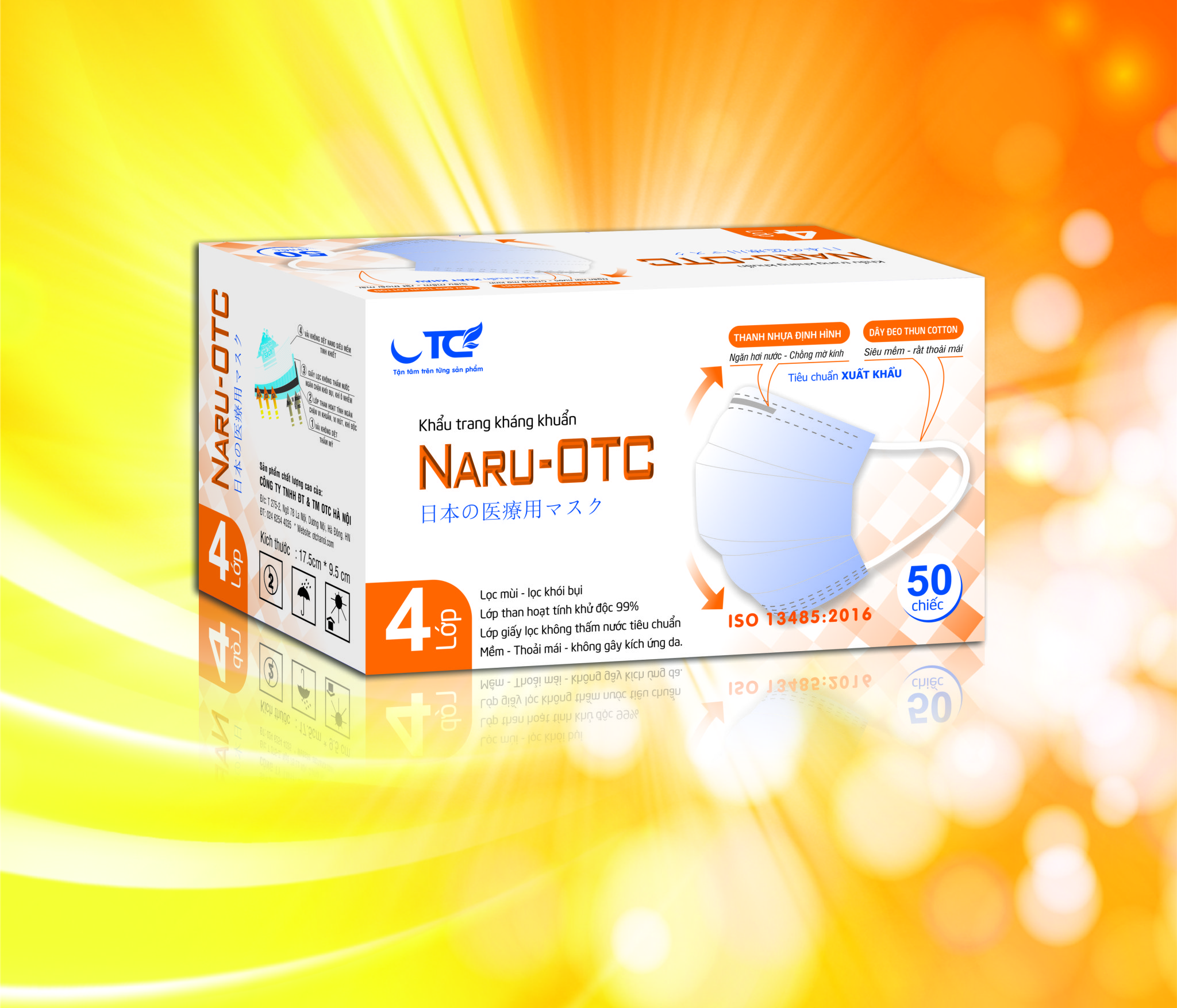 Khẩu trang 4 lớp giấy lọc kháng khuẩn NARU OTC