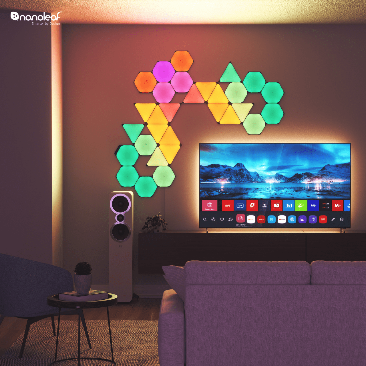 Đèn LED RGB lắp ghép thông minh Nanoleaf Shapes Ultra Black Lục Giác 3 ô đèn