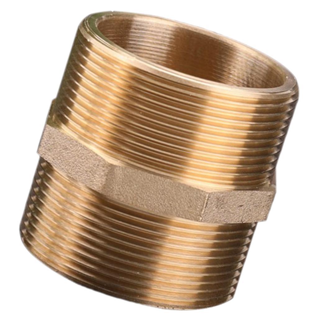 Brass Pipe Hex Nipple Fitting Adapter Male Thread Water Oil Connector DN50
