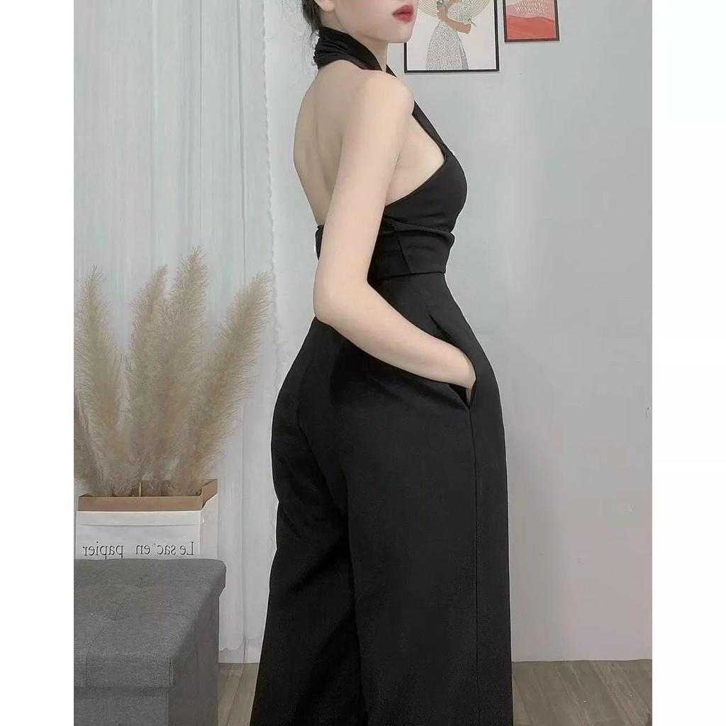 Jumpsuit dài cổ chéo sang chảnh ( kèm mút )