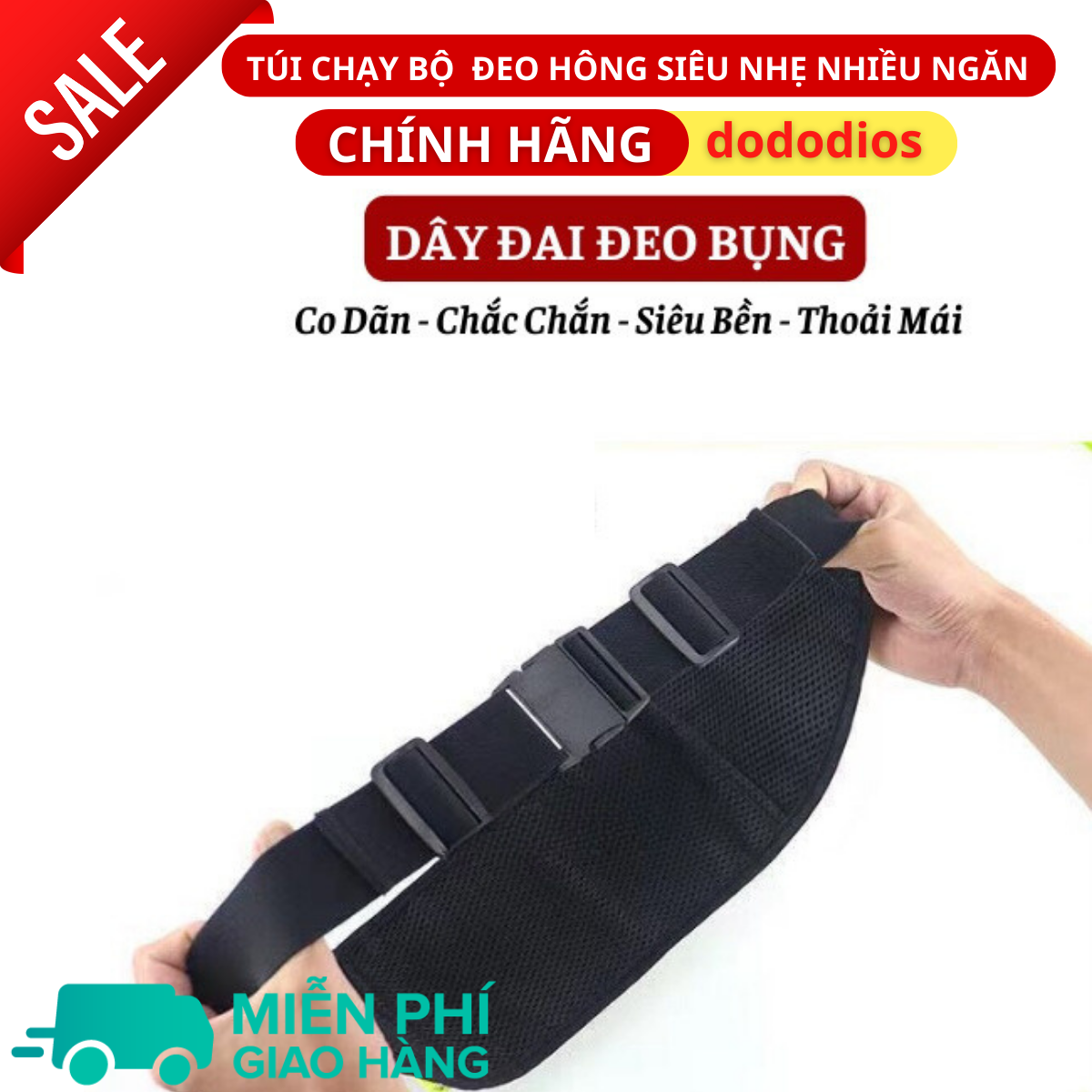 Túi Đeo Bụng Chạy Bộ dododios Chống Nước, Túi Đeo Hông Đựng Điện Thoại Có Ngăn Để Chai Nước Tập Thể Dục - Hàng chính hãng dododios