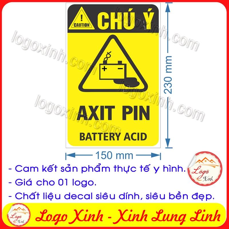 LOGO TEM STICKER CẢNH BÁO NGUY HIỂM AXIT PIN ACID - BIỂN CẢNH BÁO AN TOÀN LAO ĐỘNG