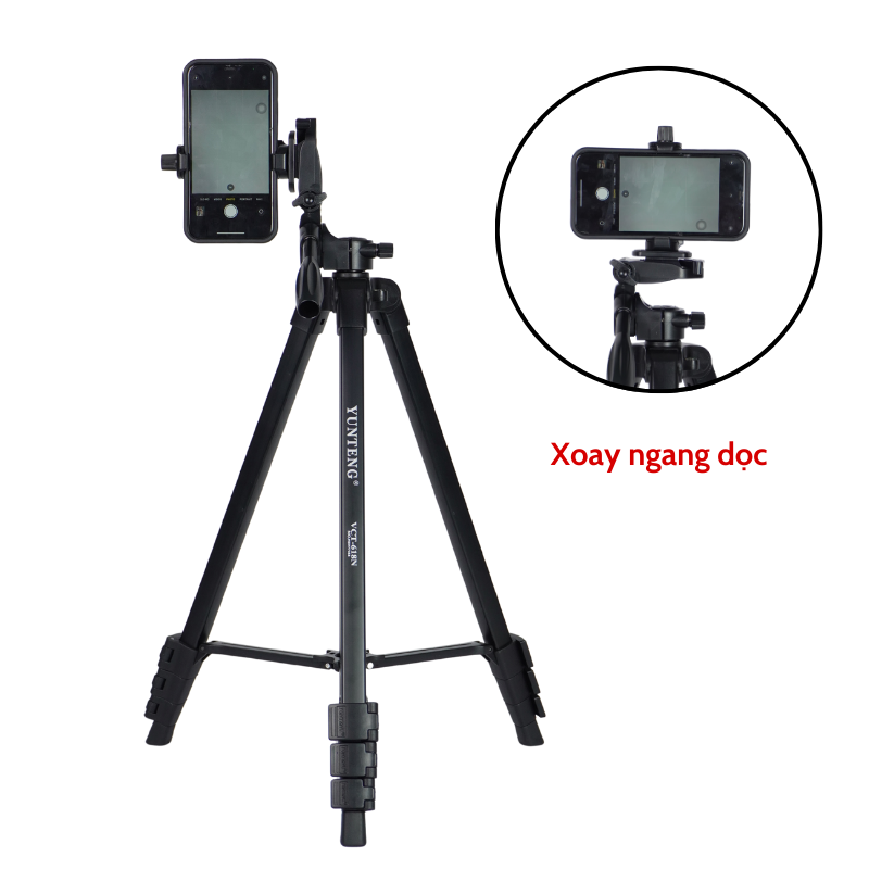 Tripod điện thoại, máy ảnh Yunteng VCT-618N - Gậy cao 1m8 có kèm remote và kẹp điện thoại - Hàng chính hãng