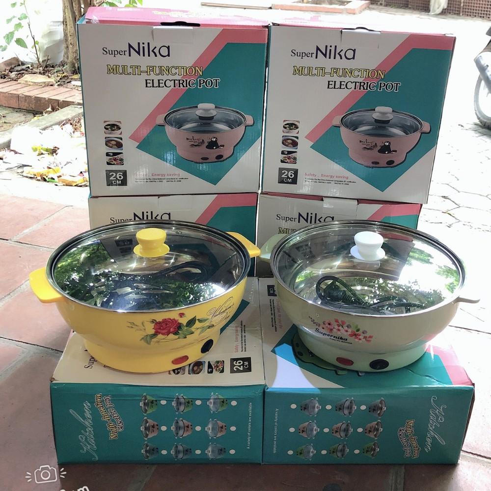 Nồi Lẩu Điện Mini 28cm Nika 1000W Inox 304 - Bếp Lẩu Gia Đình 28 Cm SIÊU TỐC BẢO HÀNH 1 NĂM