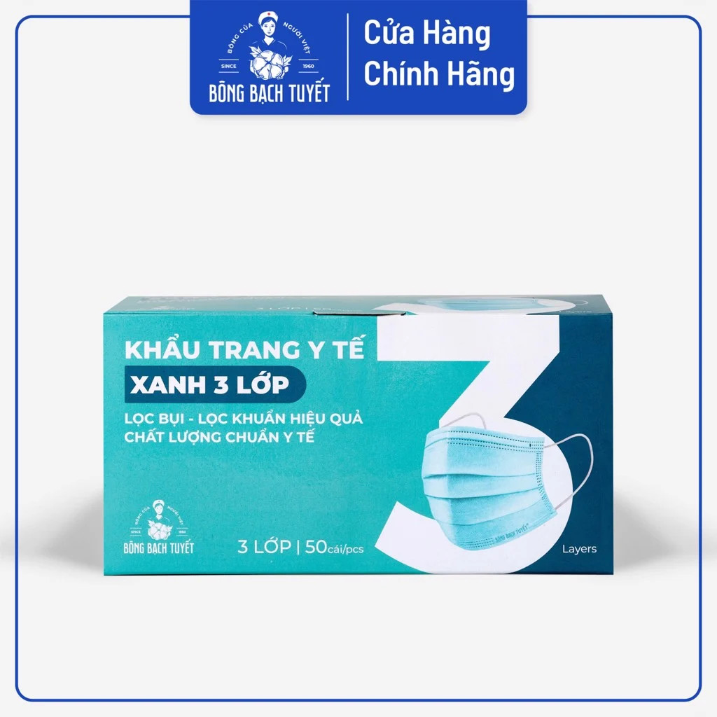 KHẨUTRANG Y TẾ LỚP XANH. MỘT HỘP 50 CÁI