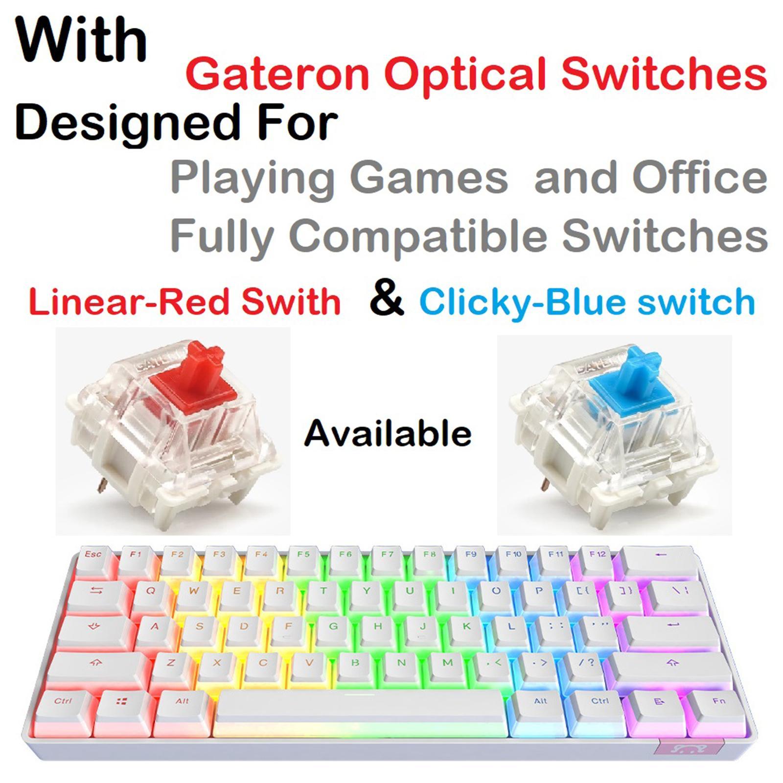 61 Keys Mechanical Bluetooth Keyboard Dual Modes Rechargeable RGB for PC Laptop