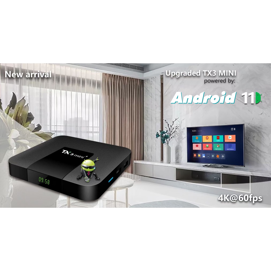 Tivi box TX3 mini android 11 ram 2GB - rom 16GB kết nối wifi, bluetooth Xem Phim, Truyền Hình, Game Online Thoả Thích - hàng chính hãng