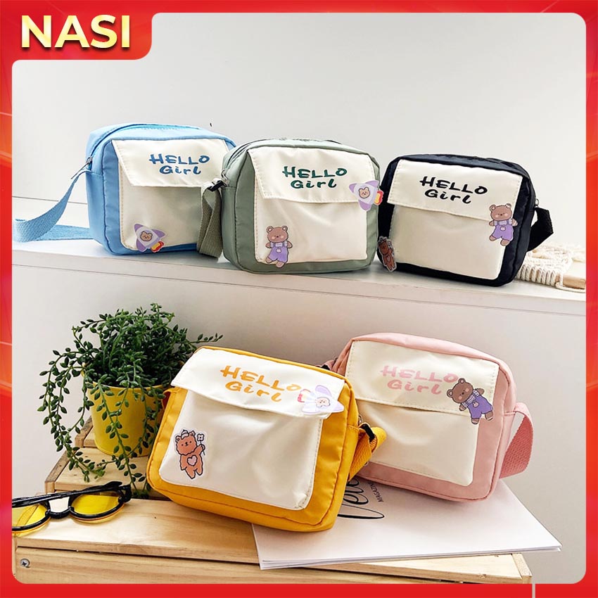 Túi đeo chéo Hello Girl NASI T1020 phong cách hàn quốc túi đeo vai nữ thời trang dạo phố dễ thương vải đẹp