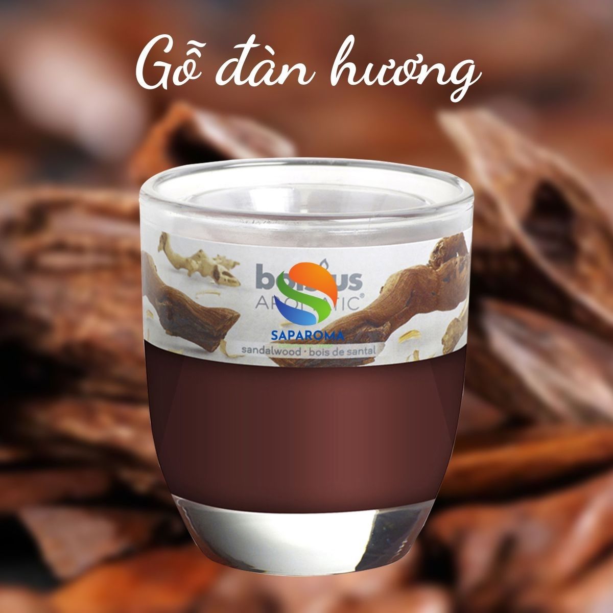 Ly nến thơm tinh dầu Bolsius Sandalwood 105g QT024347 - gỗ đàn hương, nến trang trí, thơm phòng, thư giãn, hỗ trợ khử mùi