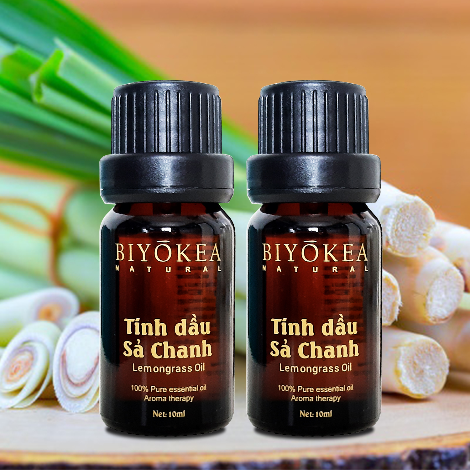Combo 2 chai tinh dầu Sả chanh thiên nhiên Biyokea xông phòng đuổi muỗi, xông khử mùi dung tích 10ml