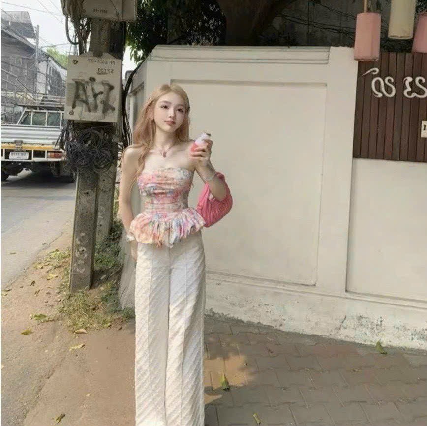 SET BỘ ÁO NHÚN BÈO MOCKING PHÍA SAU(ÁO CÓ DÂY KÉO)QUẦN Y MẪU  MÀU Y HÌNH