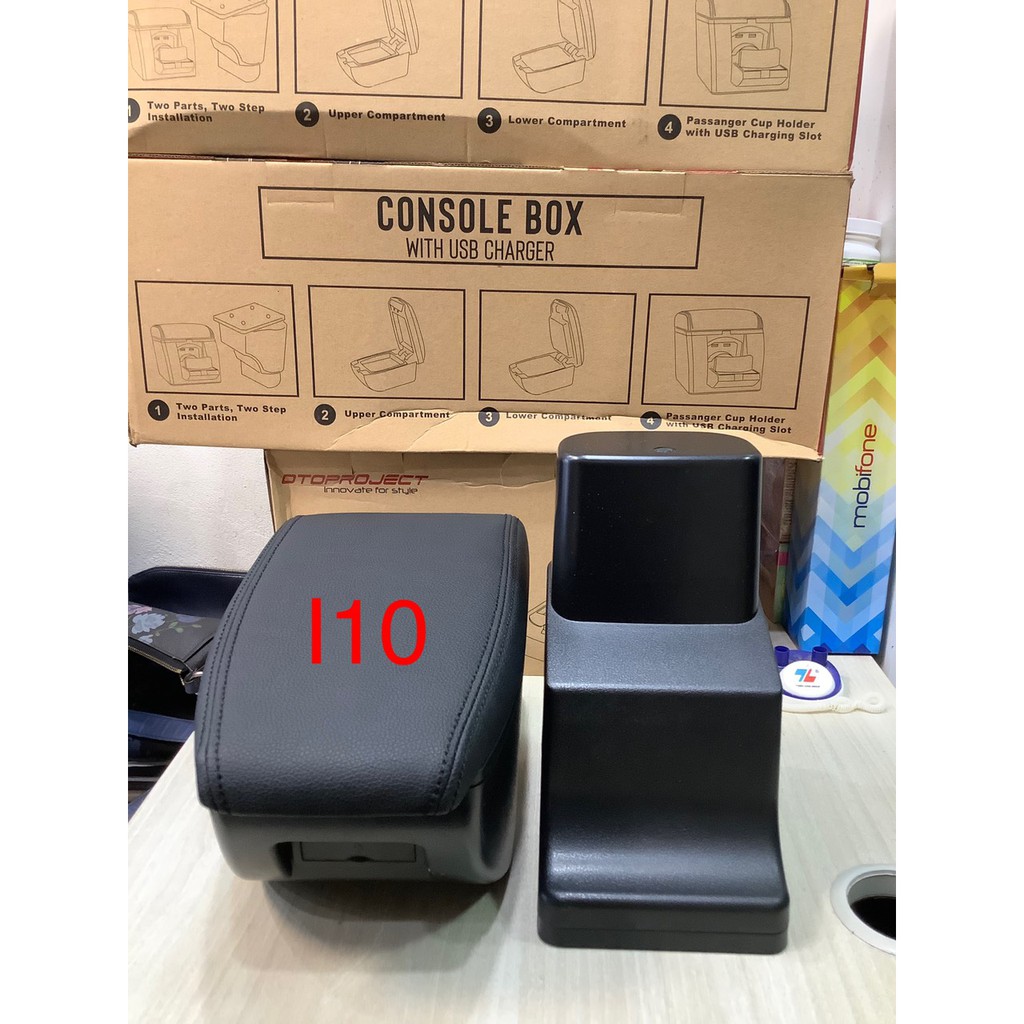 Hộp Tỳ Tay Cao Cấp Zin Xe Grand i10 2014- 2020 Hàng Loại 1 Màu đen