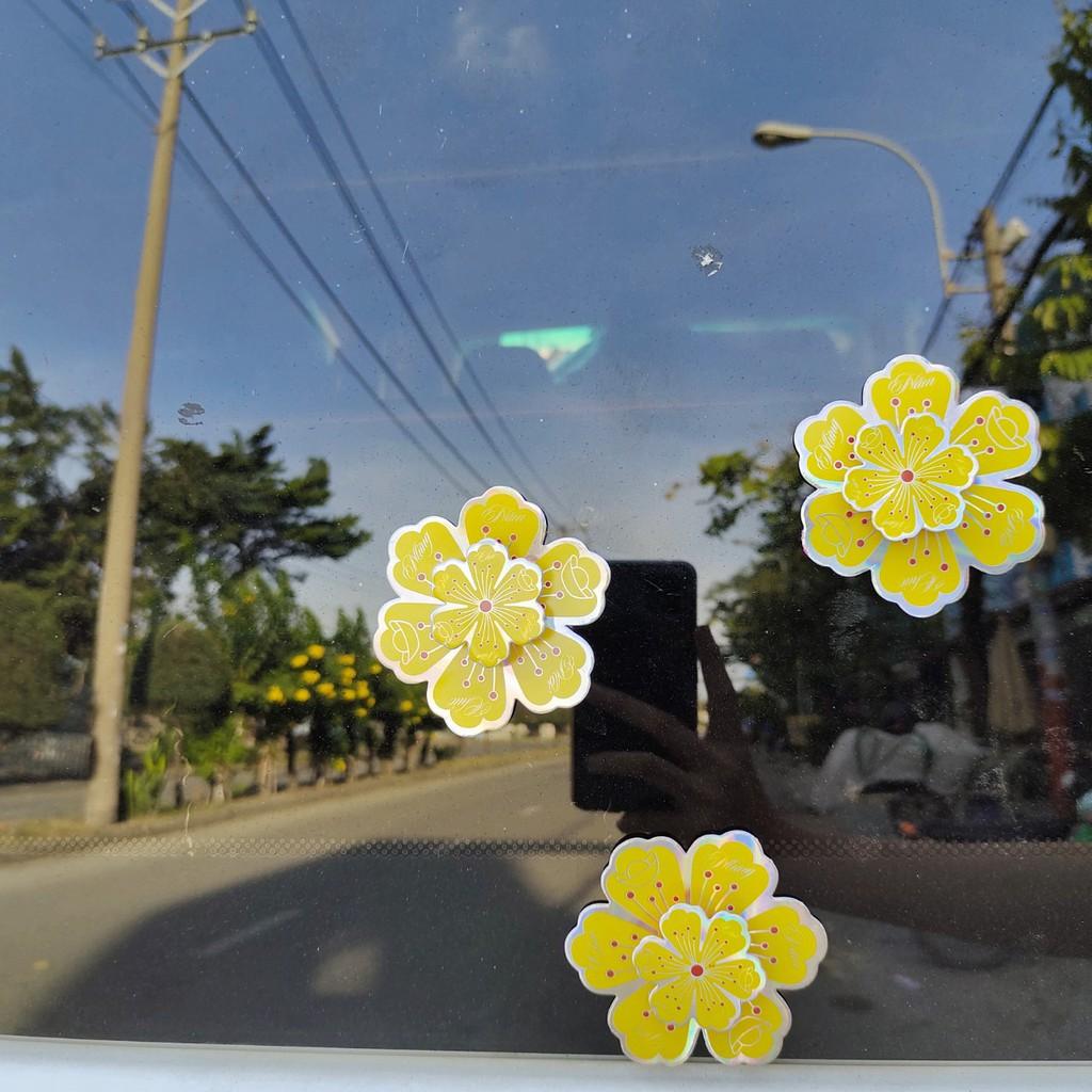 Set Hoa đào mai 3D lập thể trang trí tết dán bằng keo hai mặt