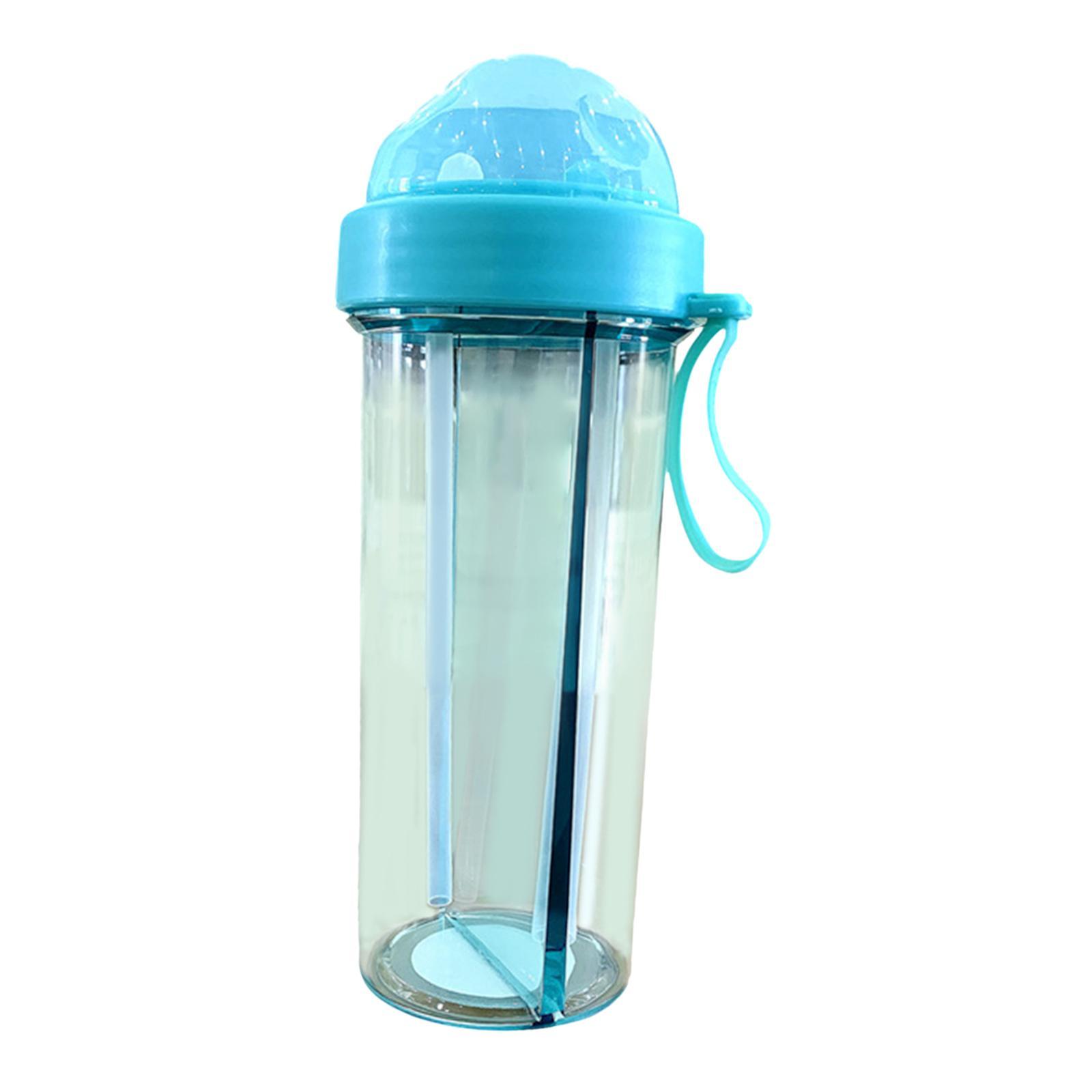 Dual Water Bottle Leakproof Water Cup with 2 Straw for Camping Sports