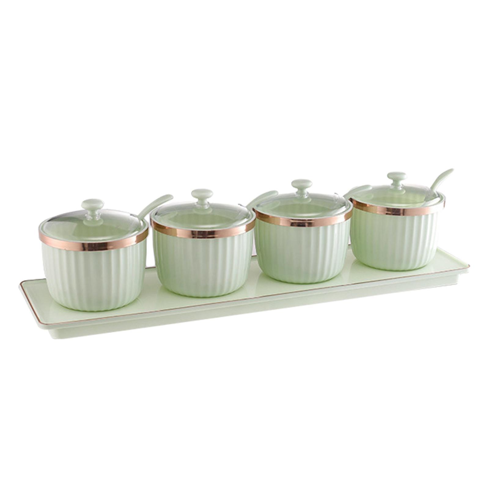 Modern Spice Case Seasoning Jar with Lid spoon Tray for Restaurant Bar