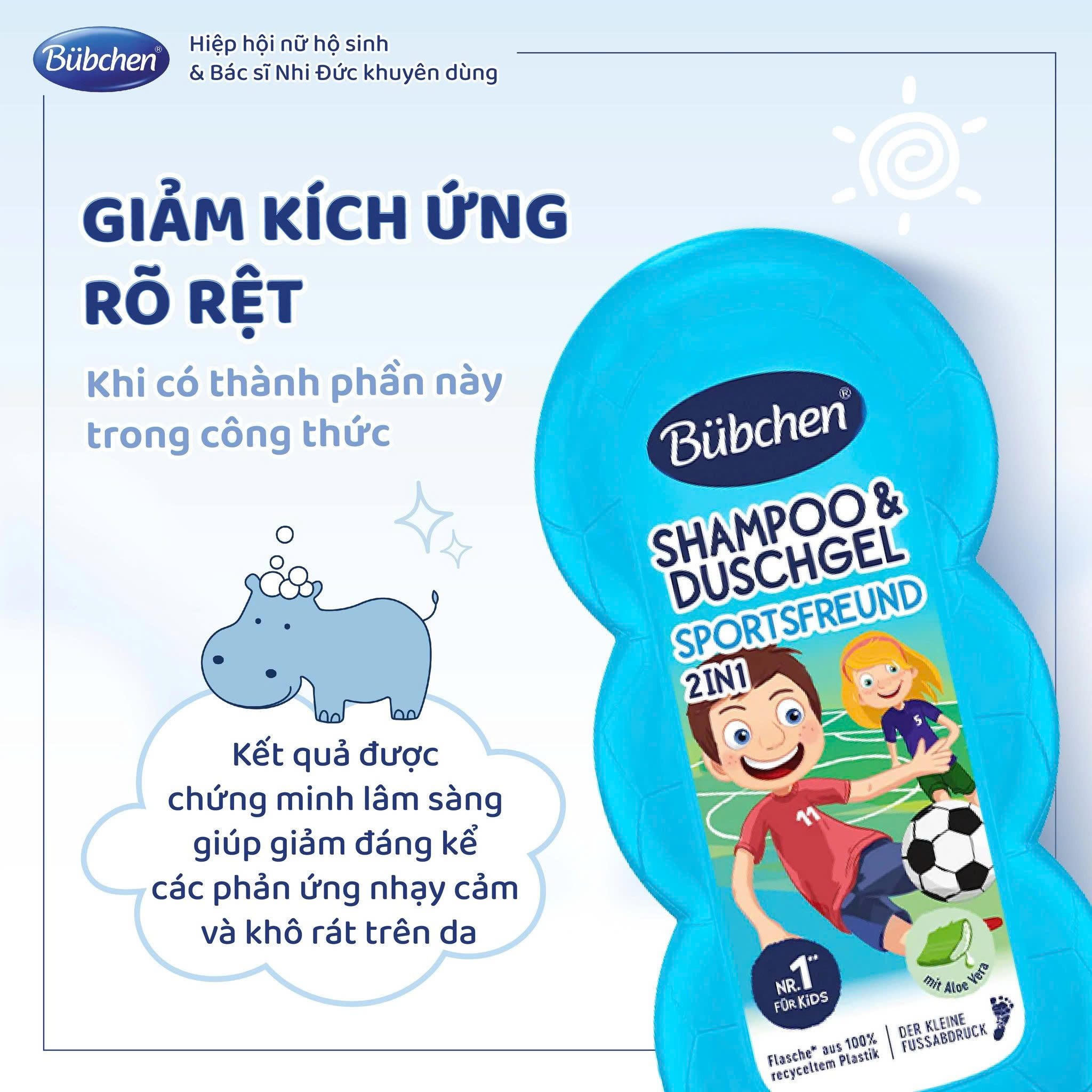 Combo 8 Chai Gel Tắm Gội 2in1 Cho Bé BUBCHEN Thể Thao Sportsfreund Làm Sạch Dịu Nhẹ Toàn Thân 230ml